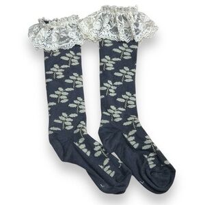 Matilda Jane Secret Fields Crochet & Lace Floral Knee Socks Girls‎ L Rare! HTF